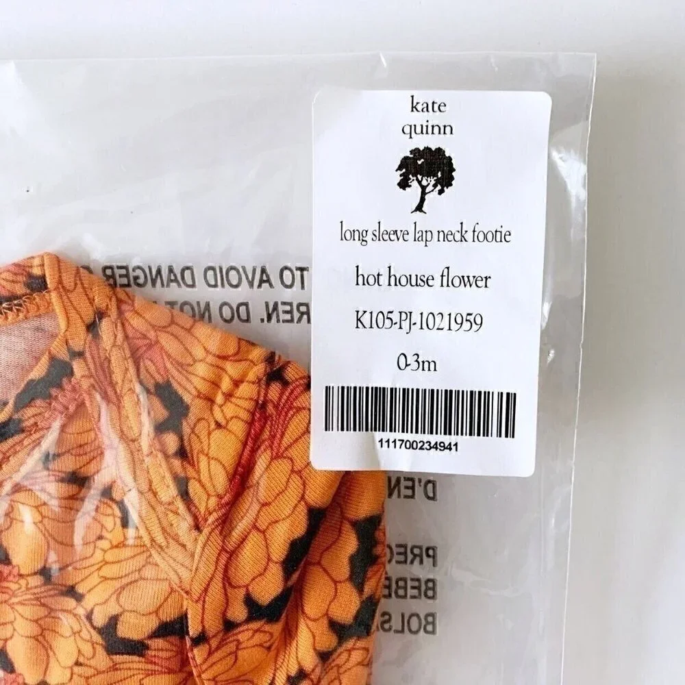 NWT Kate Quinn Organics 0-3 Months Bamboo Baby Footie